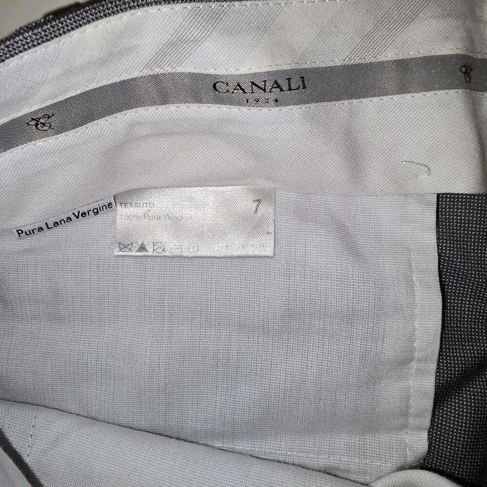 Canali Tessuto Dress Pants Mens 37 Gray Pleated Front 100% Wool Made in Italy